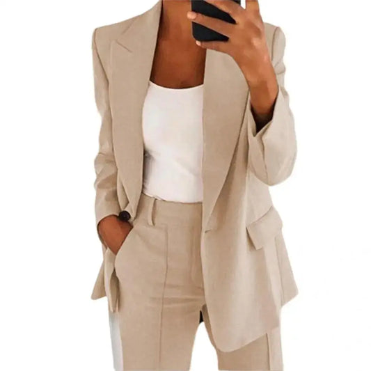 Casual Lapel Neck Single Button Long Sleeve Blazer