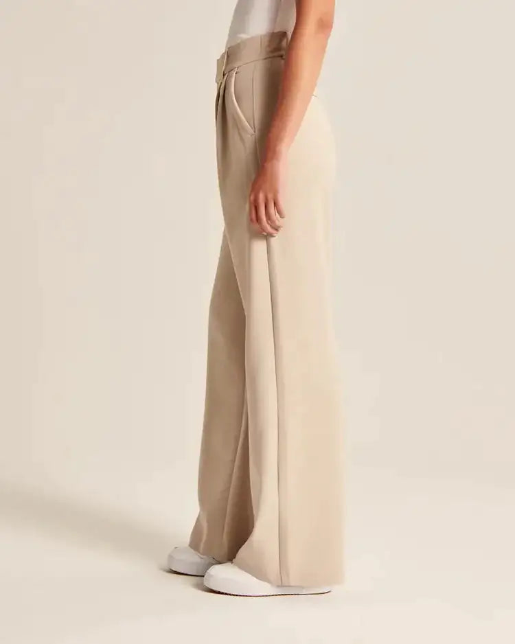 High Waist Pleated Tailored Pants