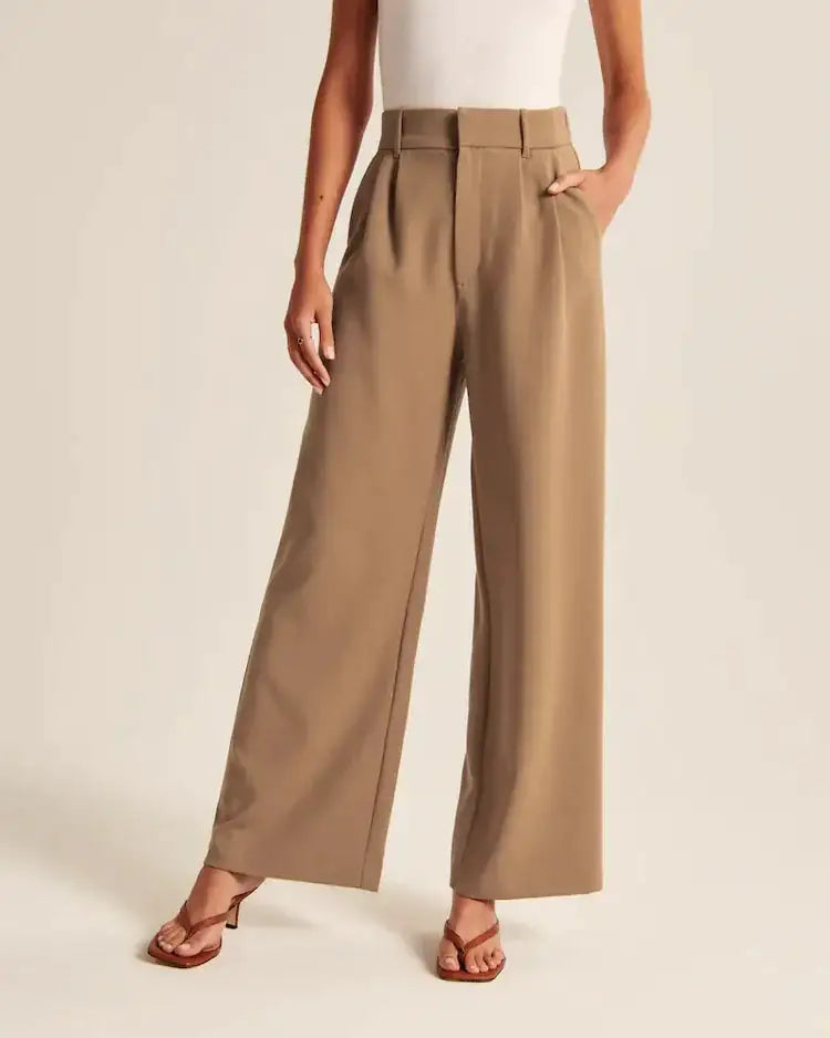 High Waist Pleated Tailored Pants