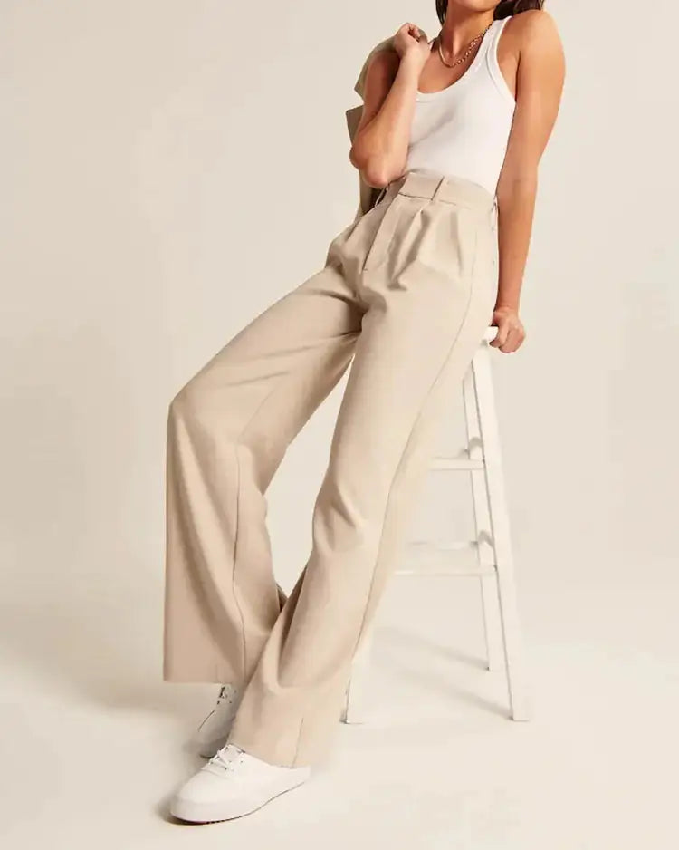 High Waist Pleated Tailored Pants