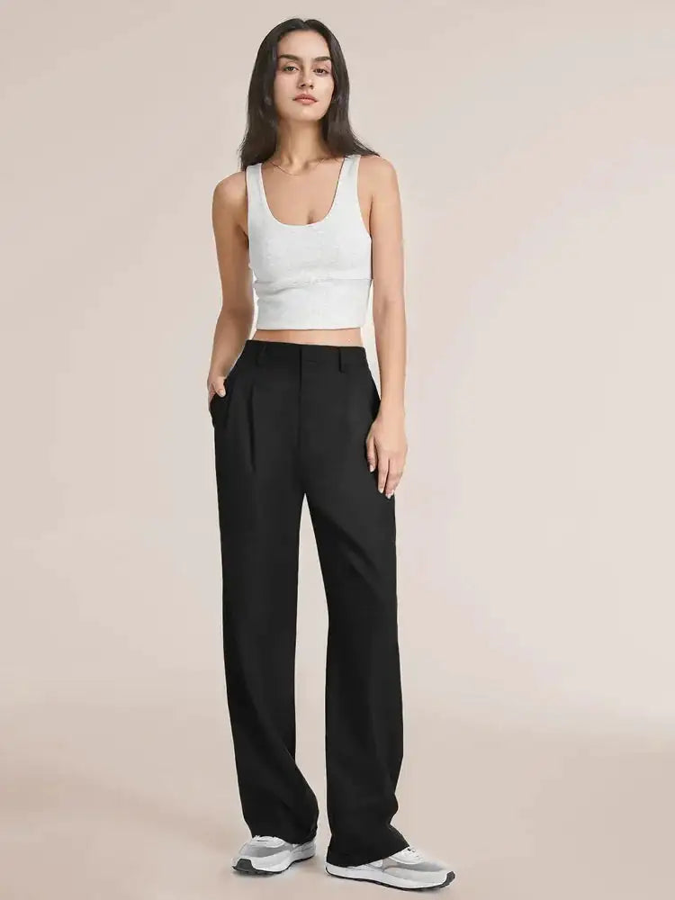 High Waist Pleated Tailored Pants