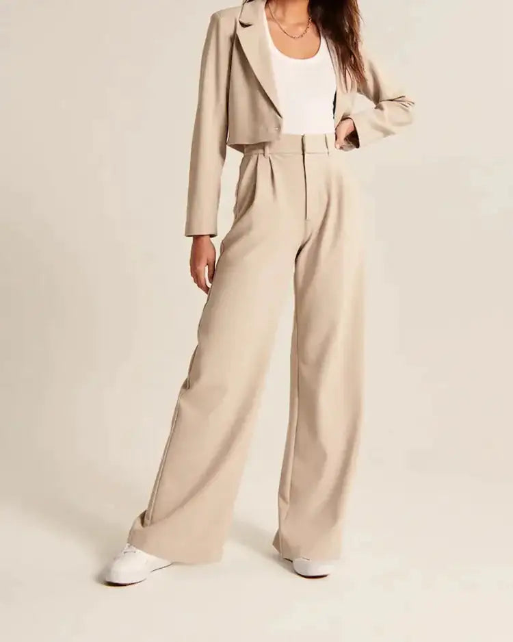 High Waist Pleated Tailored Pants