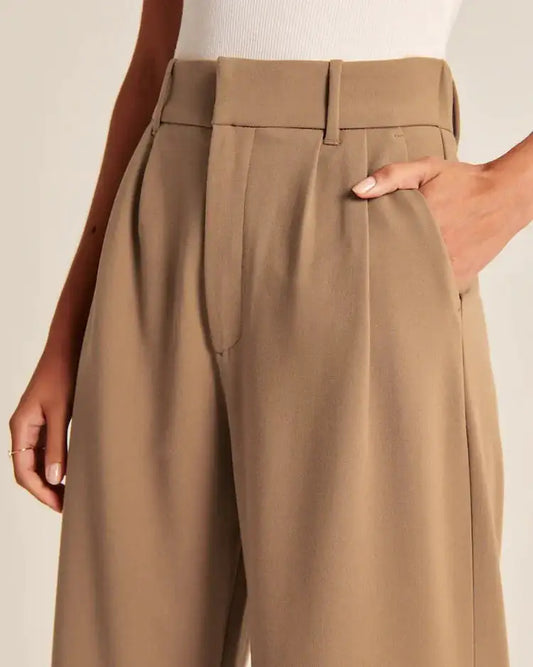 High Waist Pleated Tailored Pants