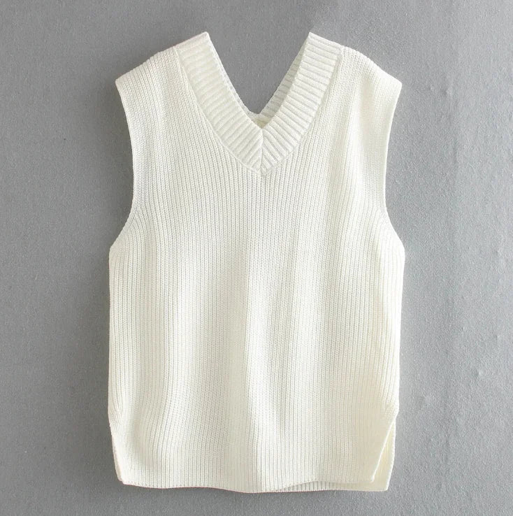 V Neck Knitted Vest