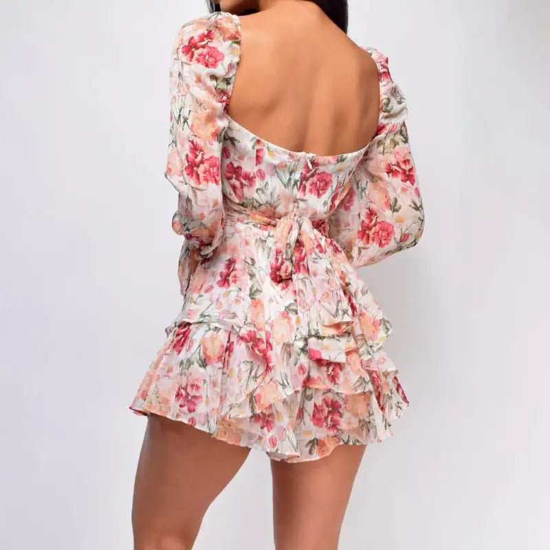 Square Collar Backless Romper, women's clothing