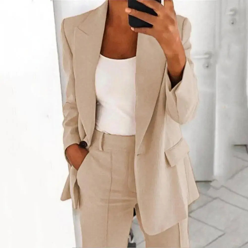 Casual Lapel Neck Single Button Long Sleeve Blazer