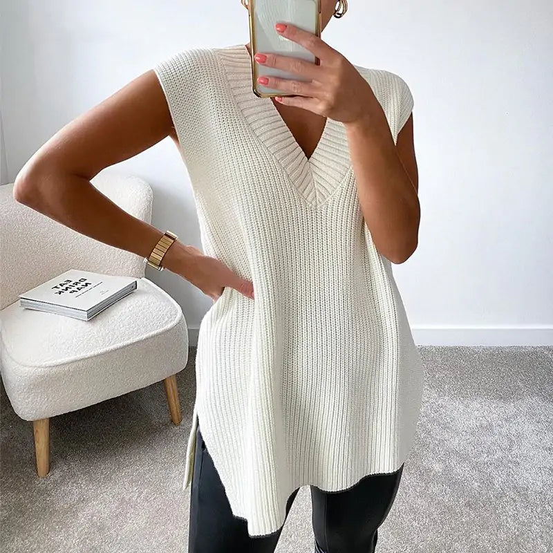 V Neck Knitted Vest