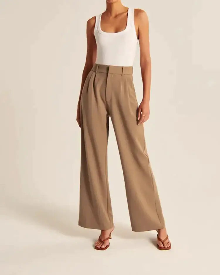 High Waist Pleated Tailored Pants