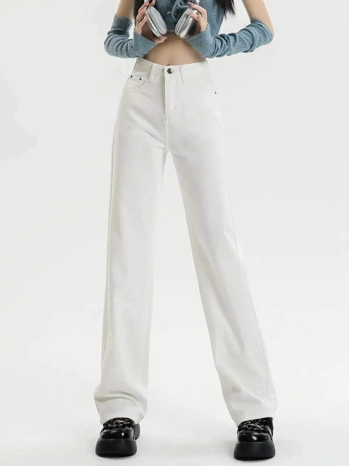 Straight Denim Pants, women's clothing