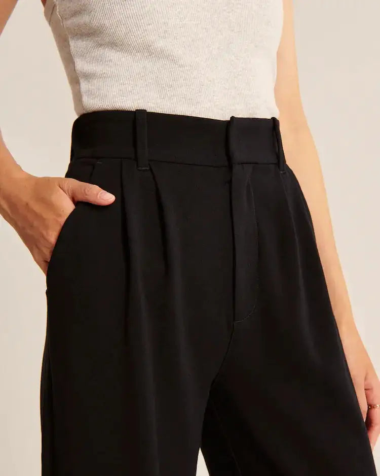 High Waist Pleated Tailored Pants