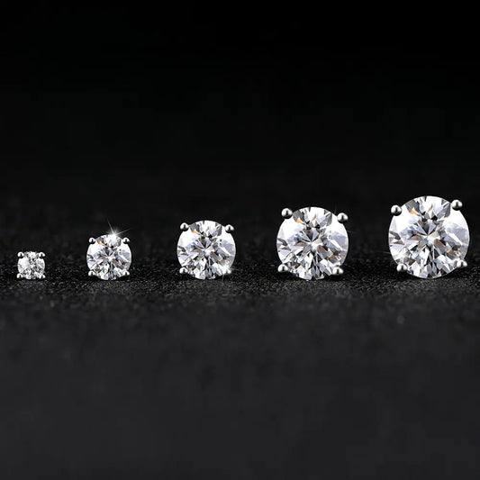 2CT Moissanite Stud Earrings - 925 Silver